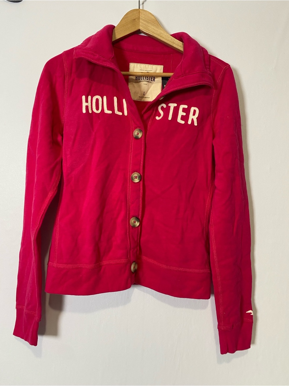 Hollister Women's Sweater Jacket Fleece Pink Large NWT